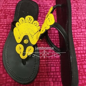 Sandales pour femmes africaines, sandales Massaï, sandales d'été, sandales en cuir perlé, chaussures pour femmes