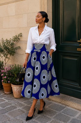 Mid-length wax print skirt