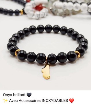 Shiny Onyx bracelet - natural stone_ Madagascar