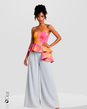 Ensemble pantalon soie plissé et son top bustier