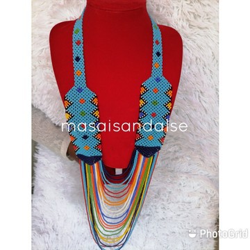African beaded necklaces , Maasai necklace , Long statement necklace , Gift for her