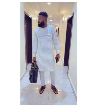 2 pièces, costume traditionnel africain pour hommes avec un pantalon assorti
