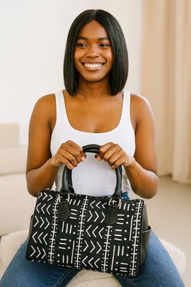 African Handbag Tribal Black &amp; White