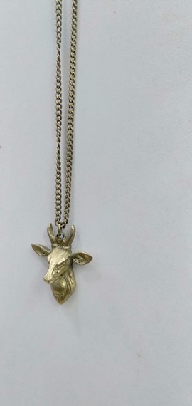 Animal pendant, brass chain, brass necklace