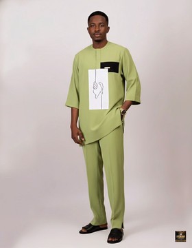 Lush Lime Green Two-Piece Kaftan