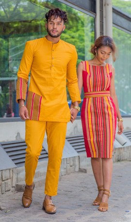 Ensemble Couple/fête/Travail/soirée/ fiançailles/ Mariage/Robe en Soubahya Madagascar
