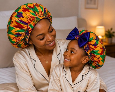 Duo maman et moi bonnets satin/wax