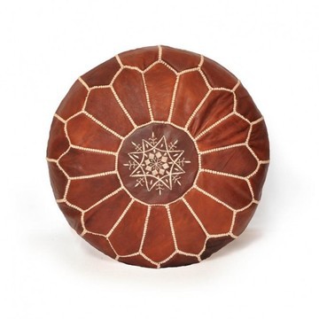 Pouf en vrai cuir naturel Marron pour salon