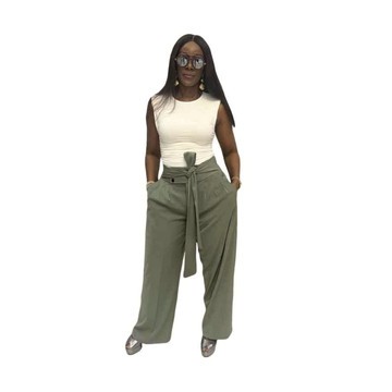 Green Japanese Pants, Green Wide Leg Pants