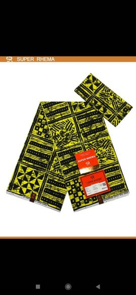 Wax Africain Ankara 100% coton 6 yards (jaune/noir)