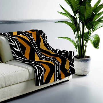 African Mud Cloth Throw Blanket Colourful Cowrie Print (MORE SIZES AVAILABLE)