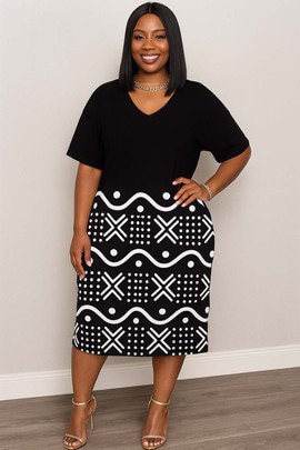 Robe en tissu bogolan africain – Une touche moderne aux imprimés traditionnels (GRANDE TAILLE)
