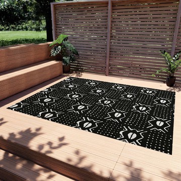Elegant Black and White Outdoor Rug Cowrie Modern Carpet (LARGER SIZES AVAILABLE)