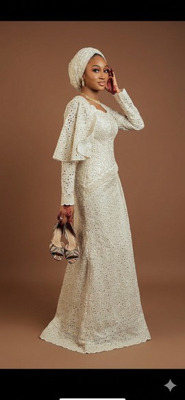 Elegant Cream Eyelet Gown