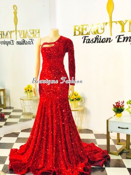 Red velvet sequins floor length prom dress,African prom mermaid dress,wedding reception dress