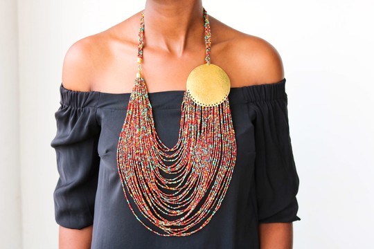 African beaded necklace, Fringe necklace, Maasai necklace,Zulu necklace