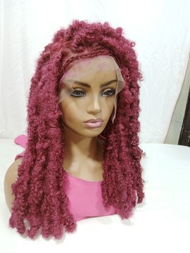 Burgundy distressed butterfly locs, hand wrapped faux 16inches faux locs