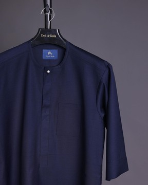 A navy blue, front flap with silver Swarovski details African senator kaftan native.