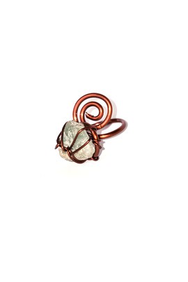 Copper Spiral Ring - Aquamarine