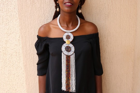 African beaded Pendant necklace,  African jewelry, Christmas gift for mom, Romantic tribal necklace