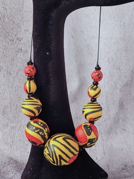 YEMOJA necklace in WAX fabric-loincloth beads