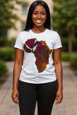 T-shirt au pouvoir culturel | T-shirt pour femme Mama Africa Print - Blanc