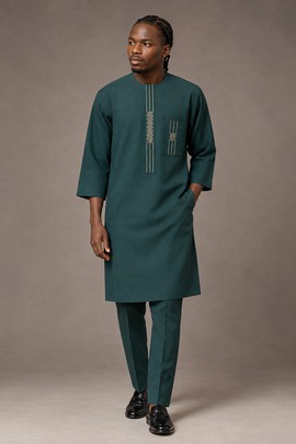 Costume de sénateur vert foncé pour homme, ensemble 2 pièces