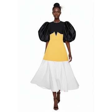 Robe mi-longue à superpositions Dessert Maison Aria : Collection SS21