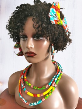 ENSEMBLE COLLIERS, BOUCLE D'OREILLE ET BARETTE DE TETE