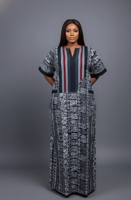 Kemi Multicolor Patterned Maxi Batik Kaftan Dress