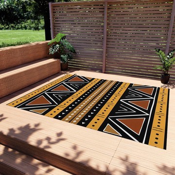 Zigzag Colorful Outdoor Rugs Tribal Cowrie Print Carpet (LARGER SIZES AVAILABLE)
