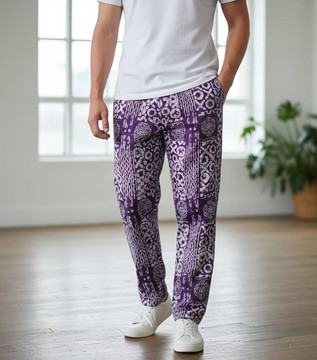 Men's Purple Adire Hand-Dyed Trousers