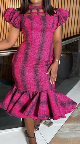 Robe évasée mi-longue africaine Bibitayo