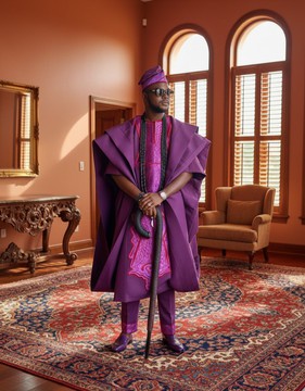 Premium Men’s Agbada Set – Embroidered Traditional African Kaftan with Cap