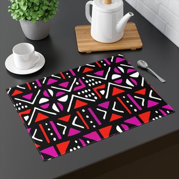 (TWO PIECES) African Placemat Colourful Mudcloth Print (MORE SIZES AVAILABLE)
