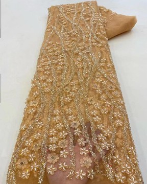 Beaded lace, fabric for wedding, lace for wedding dress, lace   (5 yards )