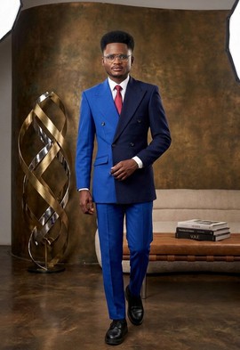 Royal Blue Double-Breasted Blazer and Trouser Suit Set