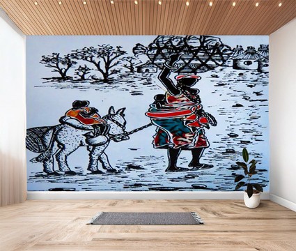 Charcoal Wall Art Sticker Of An African Farmer