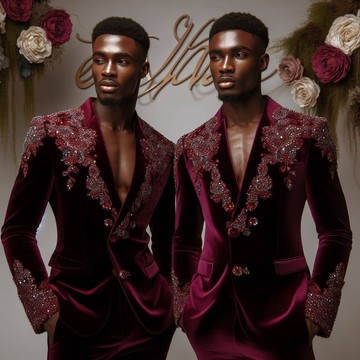 Bespoke men's wedding suit, suit for men, prom suit jacket and trousers