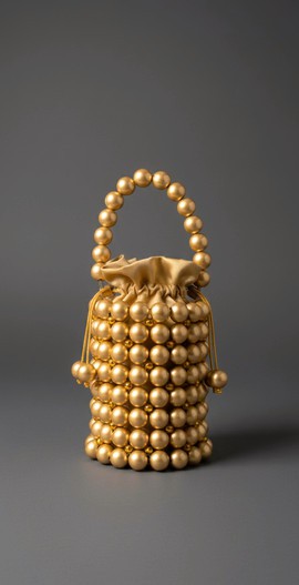 Sac seau doré en perles, fabriqué en Afrique