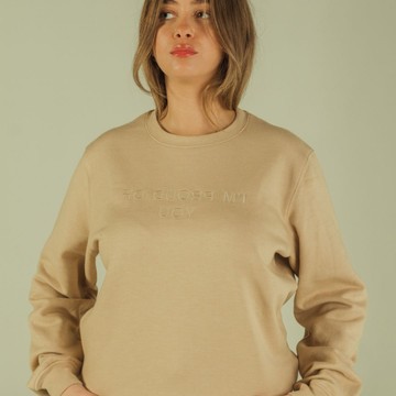 Sweat-shirt Loose Fit Beige Unisexe affirmations "I'm Proud Of You" à Col Rond Et Détails En Wax