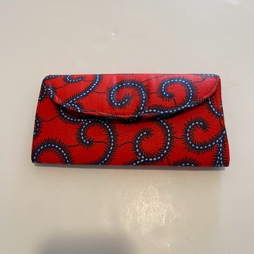 Handmade Red Multicolor Tribal Print Cotton Clutch Wallet