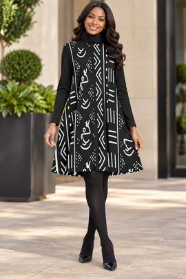 Robe tunique à col roulé pour femme à motif bogolan tribal | Mode africaine | Bynelo