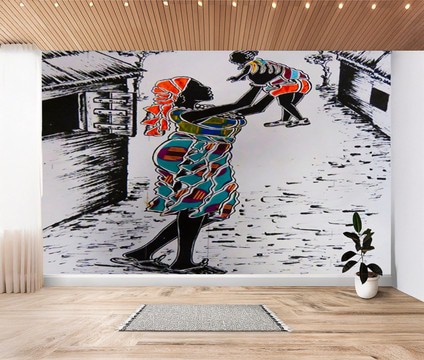 African Art Wall Sticker On A Mothers Love