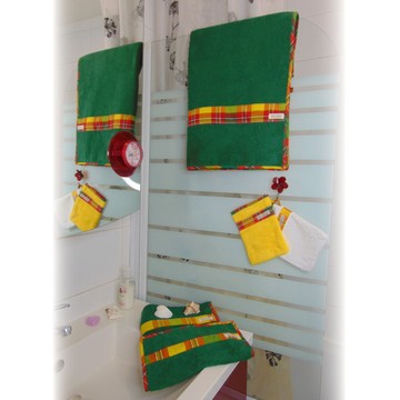 Set of towels and a washcloth "Joujoute" green sponge Handmade
