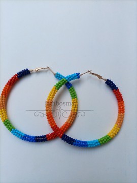 Elegant beaded hoop Maasai earrings,big round statement earings, african beaded earrings,