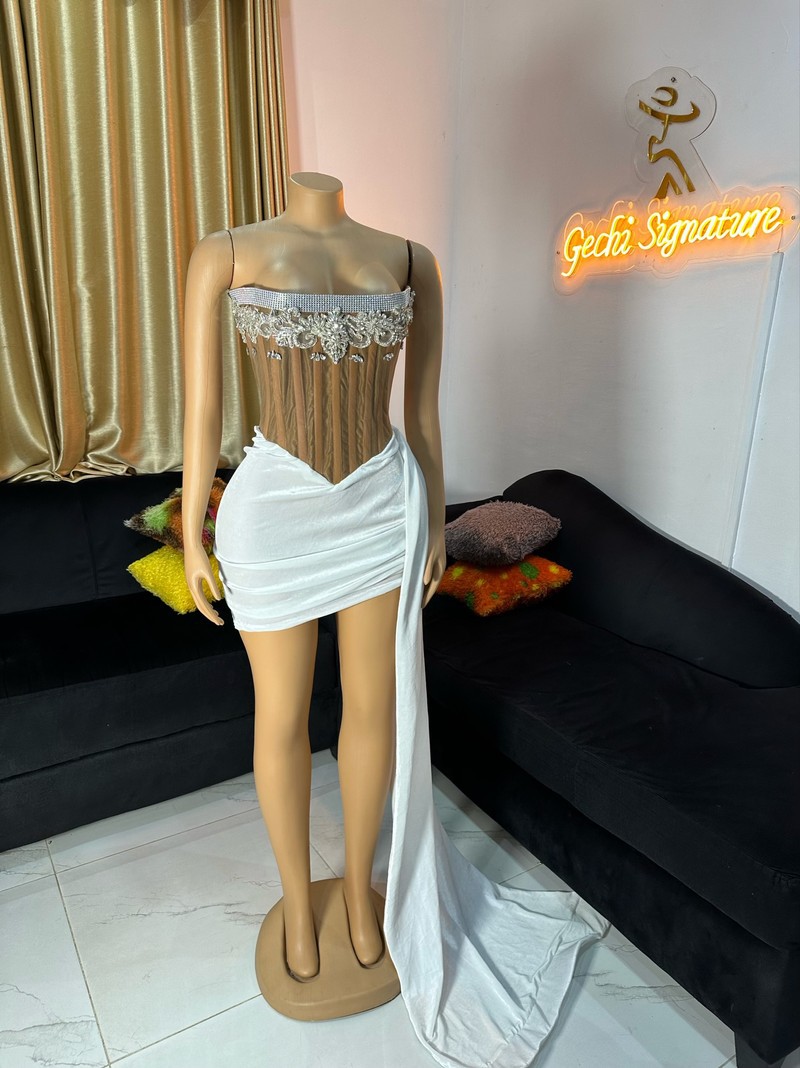 Homecoming dress, birthday corset dress with side train by gechisignatu -  ANKA