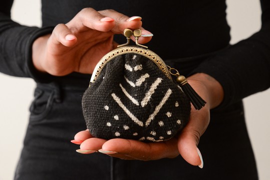 Bogolan vintage coin purse Black