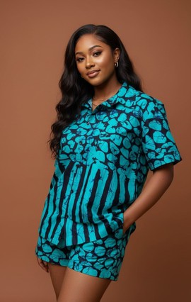 Chic Print Summer Set - Stylish Cotton Blend Outfit