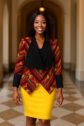 Vibrantly Draped African Print Jacket Waterfall Style